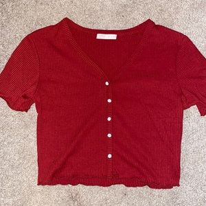 Burgundy “Button” Top. Size M